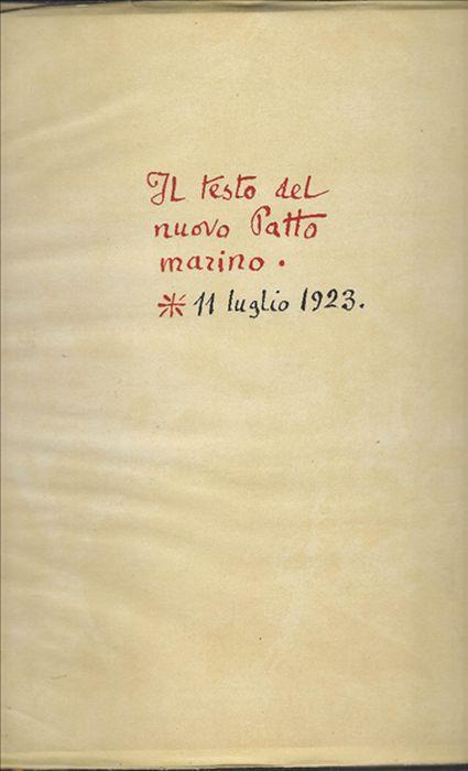 Il Testo Del Nuovo Patto Marino - 11 Luglio 1923 - Gabriele D’Annunzio - copertina