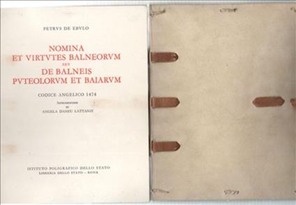 Nomina Et Virtutes Balneorum Sev De Balneis Puteolorum Et Baiarum. Codice Ang.. - copertina
