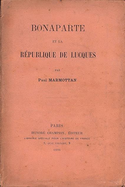 Bonaparte et la République de Lucques - copertina