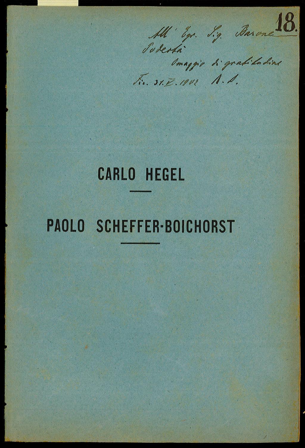Carlo Hegel Paolo Scheffer - Boichorst