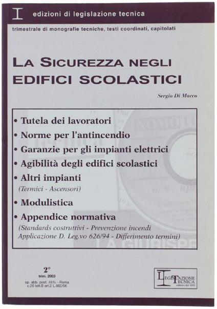 La Sicurezza Negli Edifici Scolastici - Sergio Di Macco - copertina