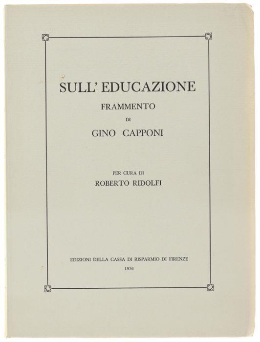 Sull'educazione. Frammento - Gino Capponi - copertina