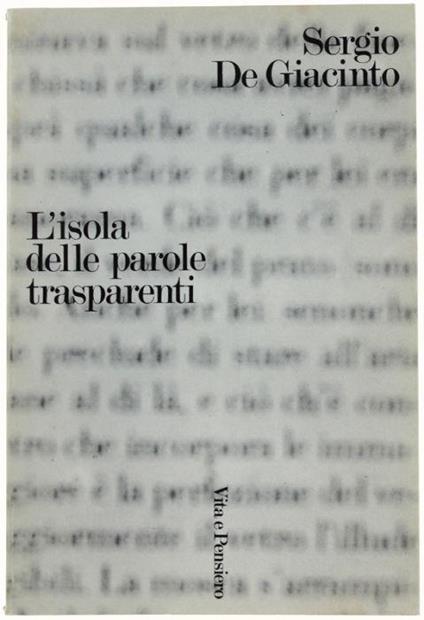 L' Isola Delle Parole Trasparenti - Sergio De Giacinto - copertina