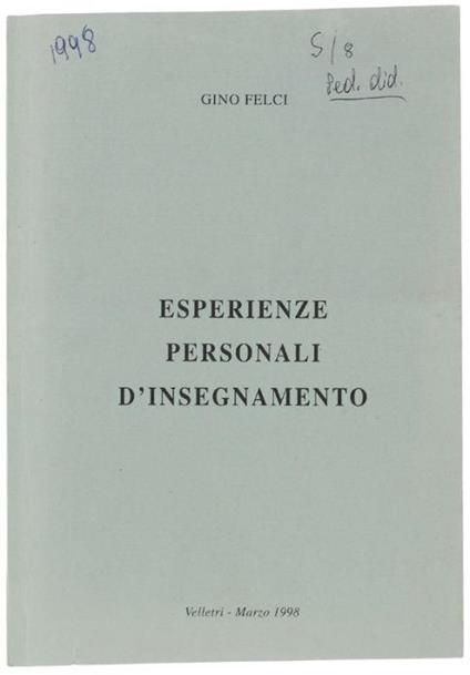Esperienze Personali D'insegnamento - copertina