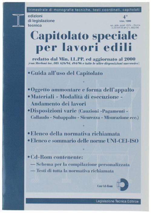 Capitolato Speciale Per Lavori Edili. Allegato Cd-Rom - copertina