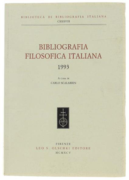 Bibliografia Filosofica Italiana - 1993 - Carlo Scalabrin - copertina