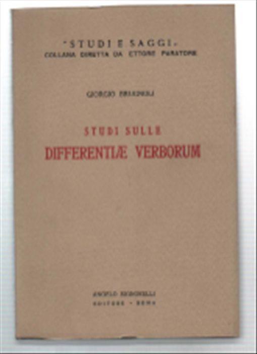 Studi Sulle Differentiae Verborum - Giorgio Brugnoli - copertina