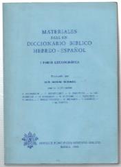 Materiales Para Un Diccionario Biblico Hebreo + Español I Parte Lexicográfica