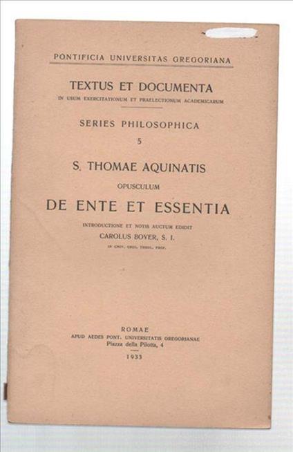 Textus Et Documenta In Usum Exercitationum Et Praelectionum Academicarum. Ser.. - Tommaso d'Aquino (san) - copertina
