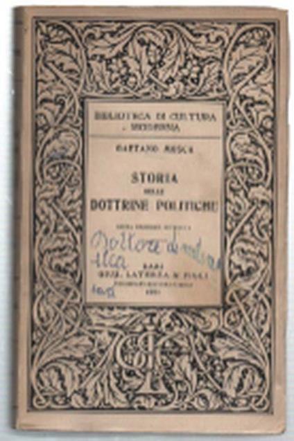 Storia Delle Dottrine Politiche - Gaetano Mosca - copertina