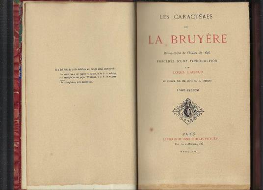 Les Caracteres De La Bruyere - copertina