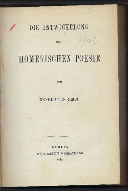 Die Entwickelung Der Homerischen Poesie - copertina