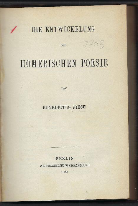 Die Entwickelung Der Homerischen Poesie - copertina