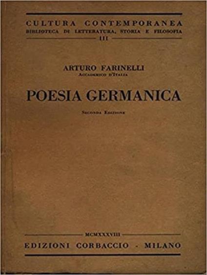 Poesia germanica - Arturo Farinelli - copertina