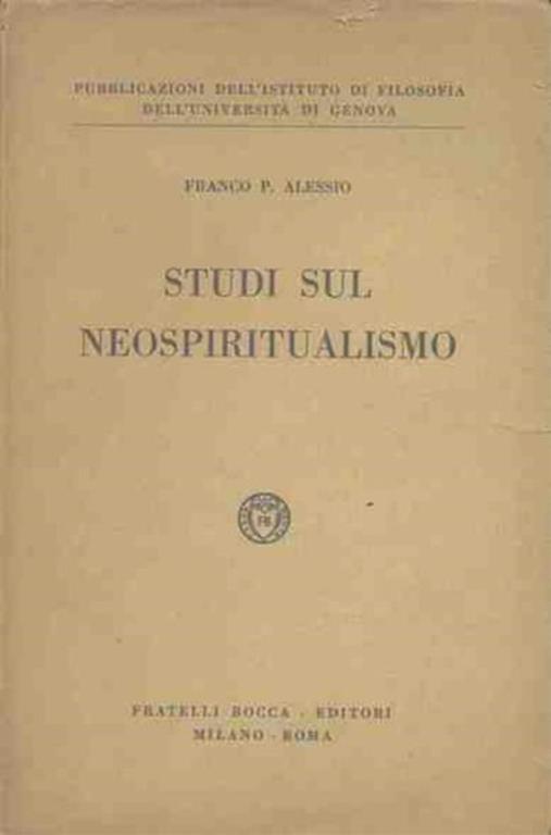Studi sul Neospiritualismo - Franco Alessio - copertina