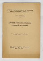 Appunti sulla ricostruzione economica europea