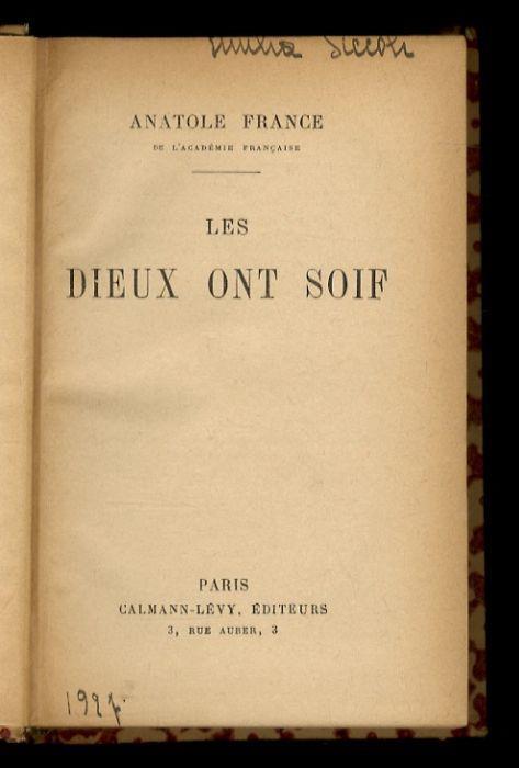 Les Dieux ont soif - Anatole France - copertina