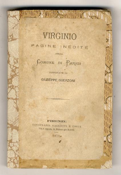Virginio. Pagine inedite della Comune di Parigi pubblicate da Giuseppe Guerzoni - Giuseppe Guerzoni - copertina