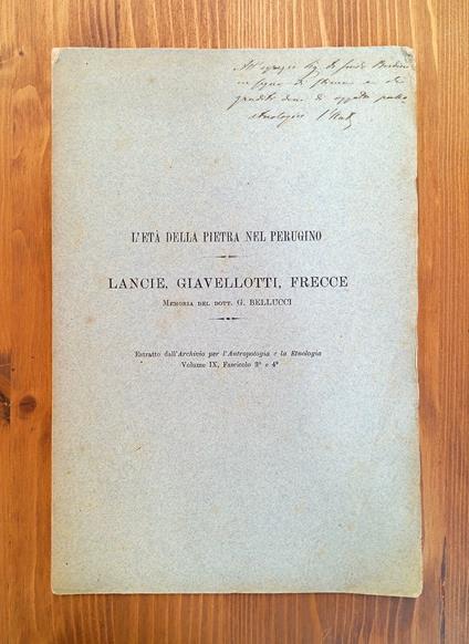 L' età Della Pietra Nel Perugino. Lancie, giavellotti, Frecce - Giuseppe Bellucci - copertina