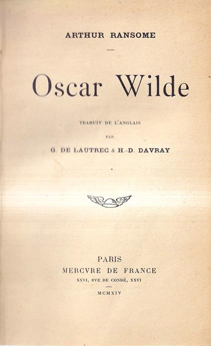 Oscar Wilde - Arthur Ransom - copertina