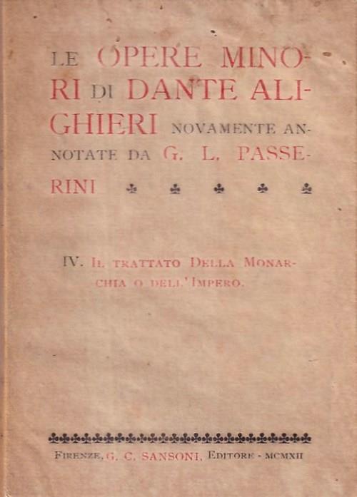 Il Trattato Della Monarchia o dell'Impero - Dante Alighieri - copertina