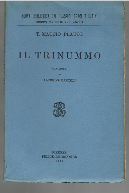 Il Trinummo - T. Maccio Plauto - copertina