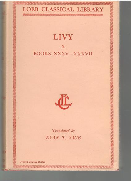 Livy X Books XXXV-XXXVII - Tito Livio - copertina
