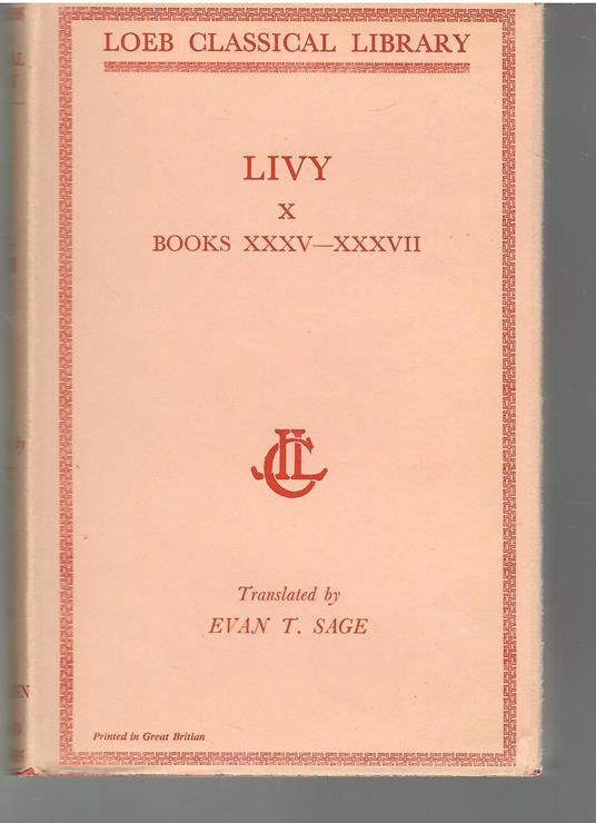 Livy X Books XXXV-XXXVII - Tito Livio - copertina