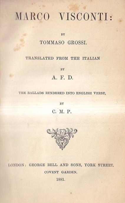 Marco Visconti - Tommaso Grossi - copertina