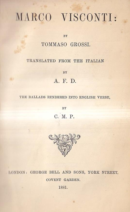 Marco Visconti - Tommaso Grossi - copertina