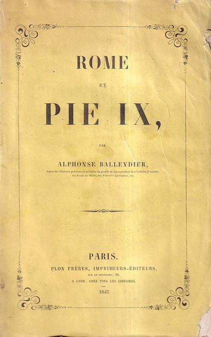 Rome et Pie IX - Alphonse Balleydier - copertina