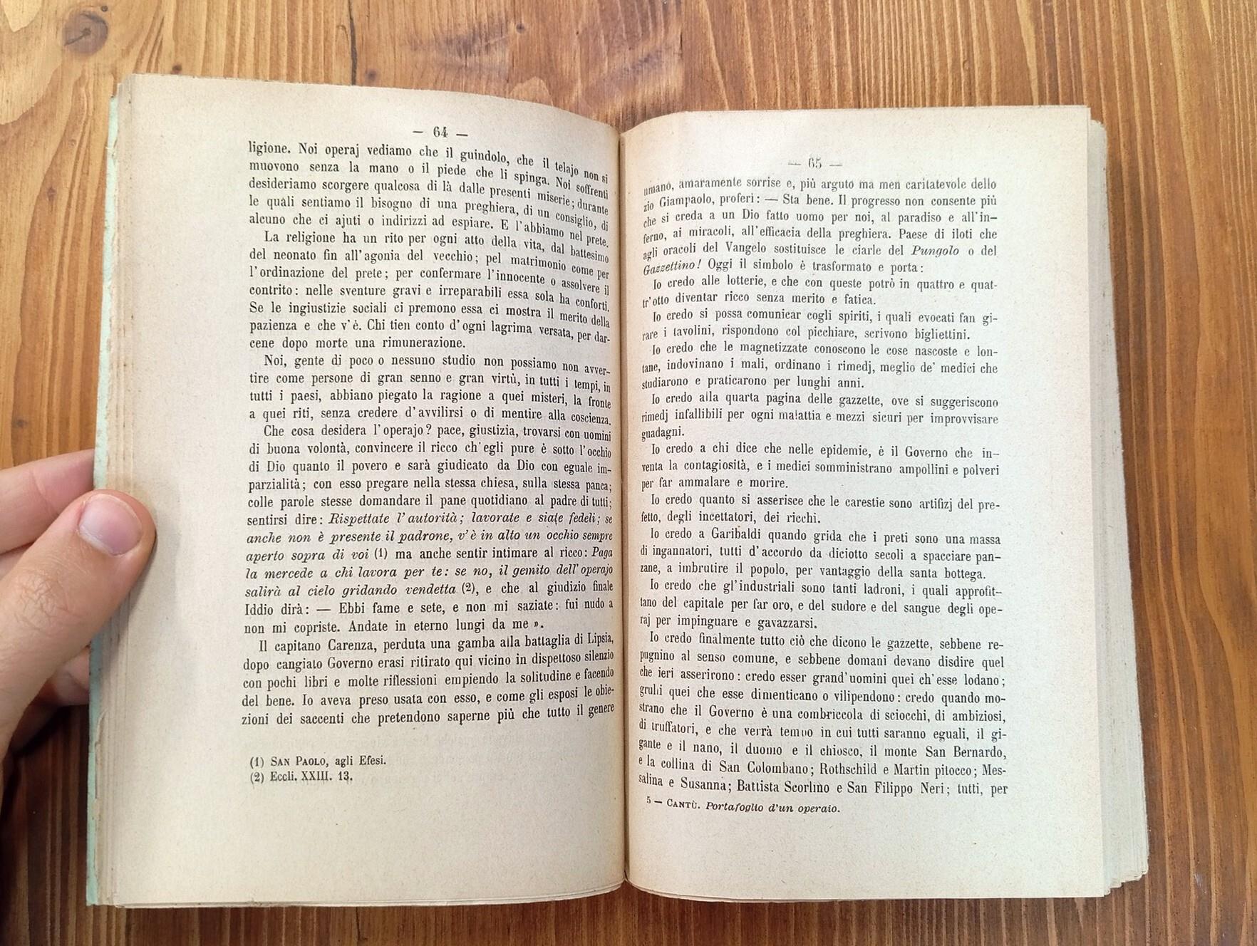 Portafoglio D'un Operajo ordinato e Pubblicato Da Cesare Cantù