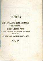 Tariffa Di Riduzione Dei Pesi e Misure Del Comune Di città Della Pieve in Pesi e Misure Metriche e Viceversa Compilata Dal Segretario Comunale Di Detta città