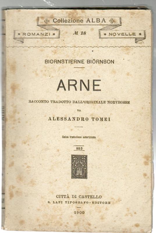Arne - Bjørnstierne Bjørnson - copertina
