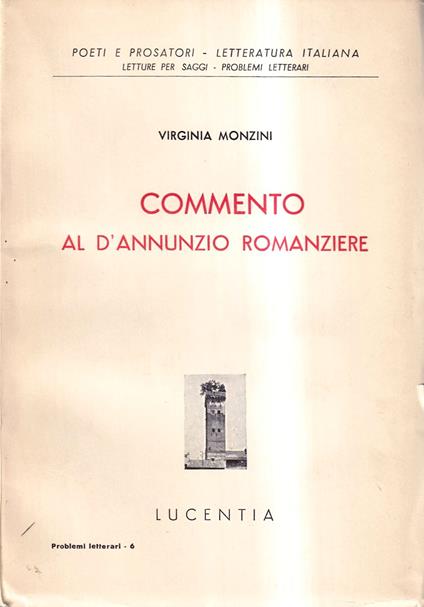 Commento al D'Annunzio Romanziere - copertina