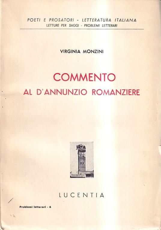 Commento al D'Annunzio Romanziere - copertina