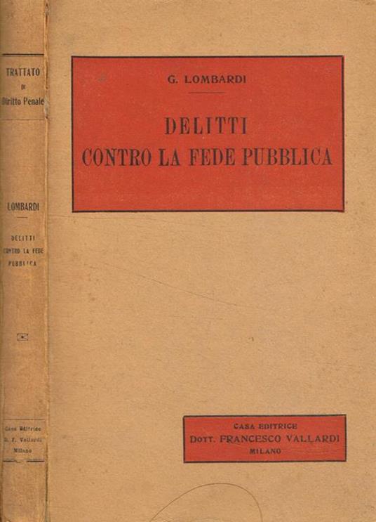 Delitti contro la fede pubblica - Giovanni Lombardi - copertina