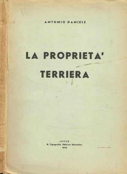 La proprietà terriera - Antonio Daniele - copertina