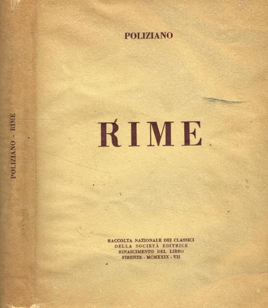 Rime - Angelo Poliziano - copertina