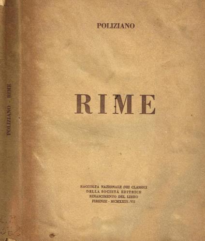 Rime - Angelo Poliziano - copertina