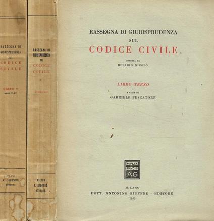 Rassegna di giurisprudenza sul codice civile libro III, V-XI - Rosario Nicolò - copertina