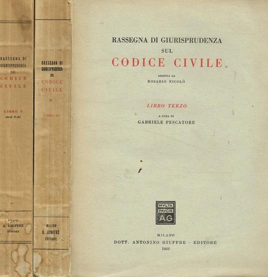Rassegna di giurisprudenza sul codice civile libro III, V-XI - Rosario Nicolò - copertina