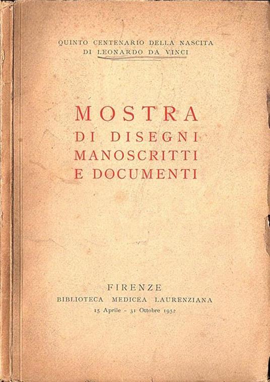 Mostra di disegni manoscritti e documenti - copertina
