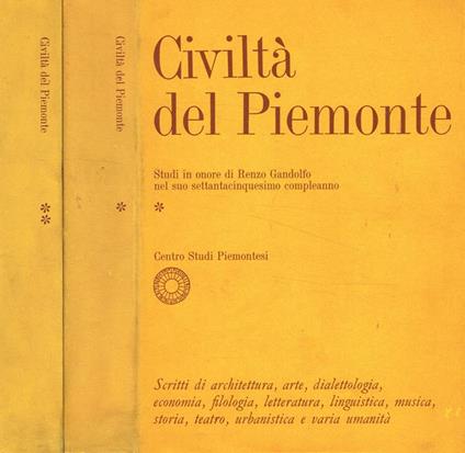 Civiltà del piemonte. Studi in onore di Renzo Gandolfo nel suo settantacinquesimo compleanno 2voll - copertina
