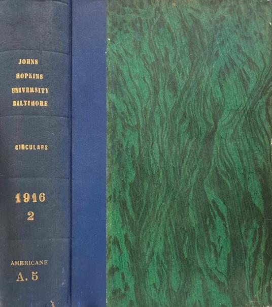 The Johns Hopkins University Circular 1916 vol. 2 - copertina