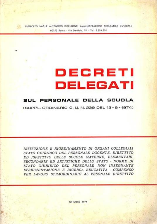 Decreti delegati sul personale della scuola - copertina