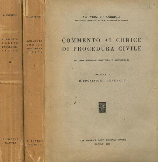 Commento al codice di procedura civile vol.1, 2 - copertina