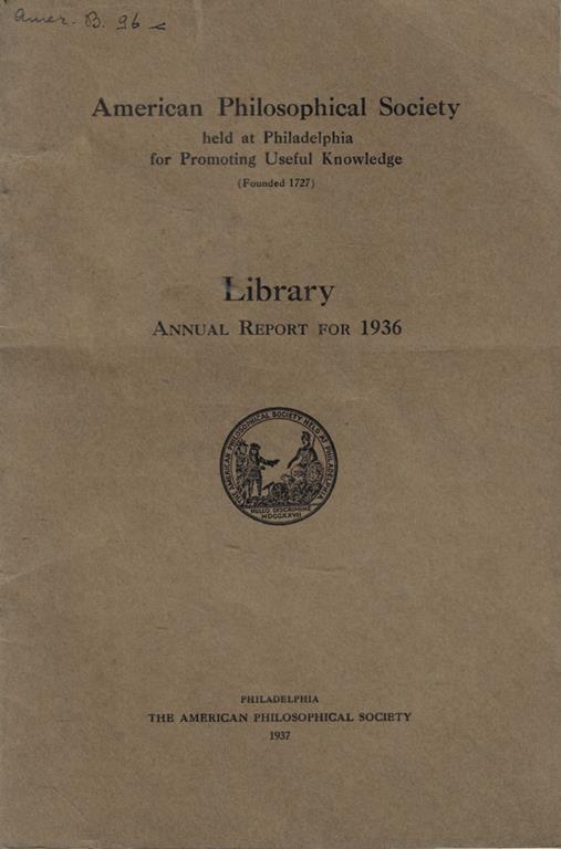 Library. Annual report for 1936 - copertina