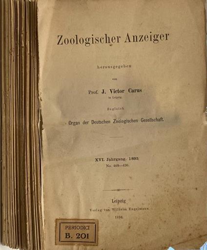 Zoologischer Anzeiger - copertina