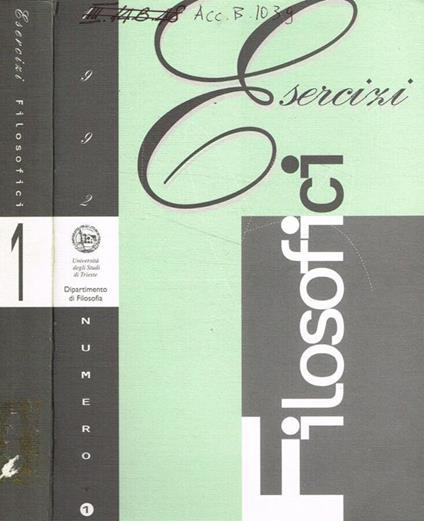 Esercizi filosofici n.1, 1992 - copertina